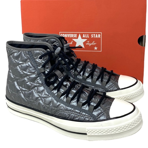 Converse Chuck 70 Quilted High Sneakers Women Size Synthetic Gray Shoes A08719C - Picture 2 of 8